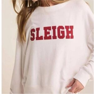 Z Supply White buttery top with Red 'Sleigh' Print